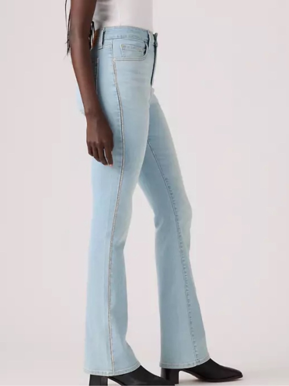 Levi’s 32 x 32 Jeans 725 High Rise Boot Cut Sparkle on Stripe Medium Indigo NWT
